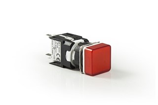 D Series Plastic with LED 12-30V AC/DC Square Red 16 mm Pilot